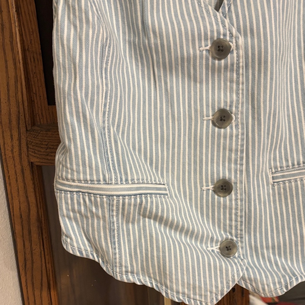 Old Navy Light Blue and White Striped Women's Denim Vest - Picture 5 of 6